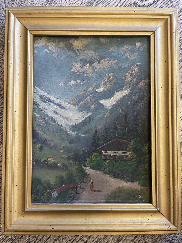 Стара Картина «Хата в горах»