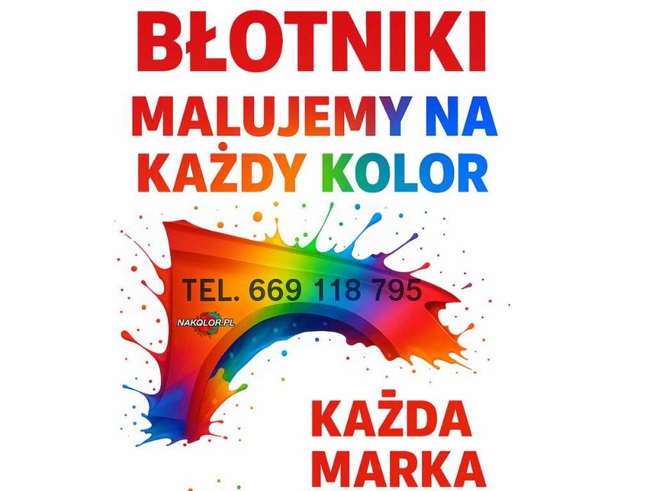 Nowy BŁOTNIK samochodowy dowolny kolor marka, model prawy lewy wysyłka
