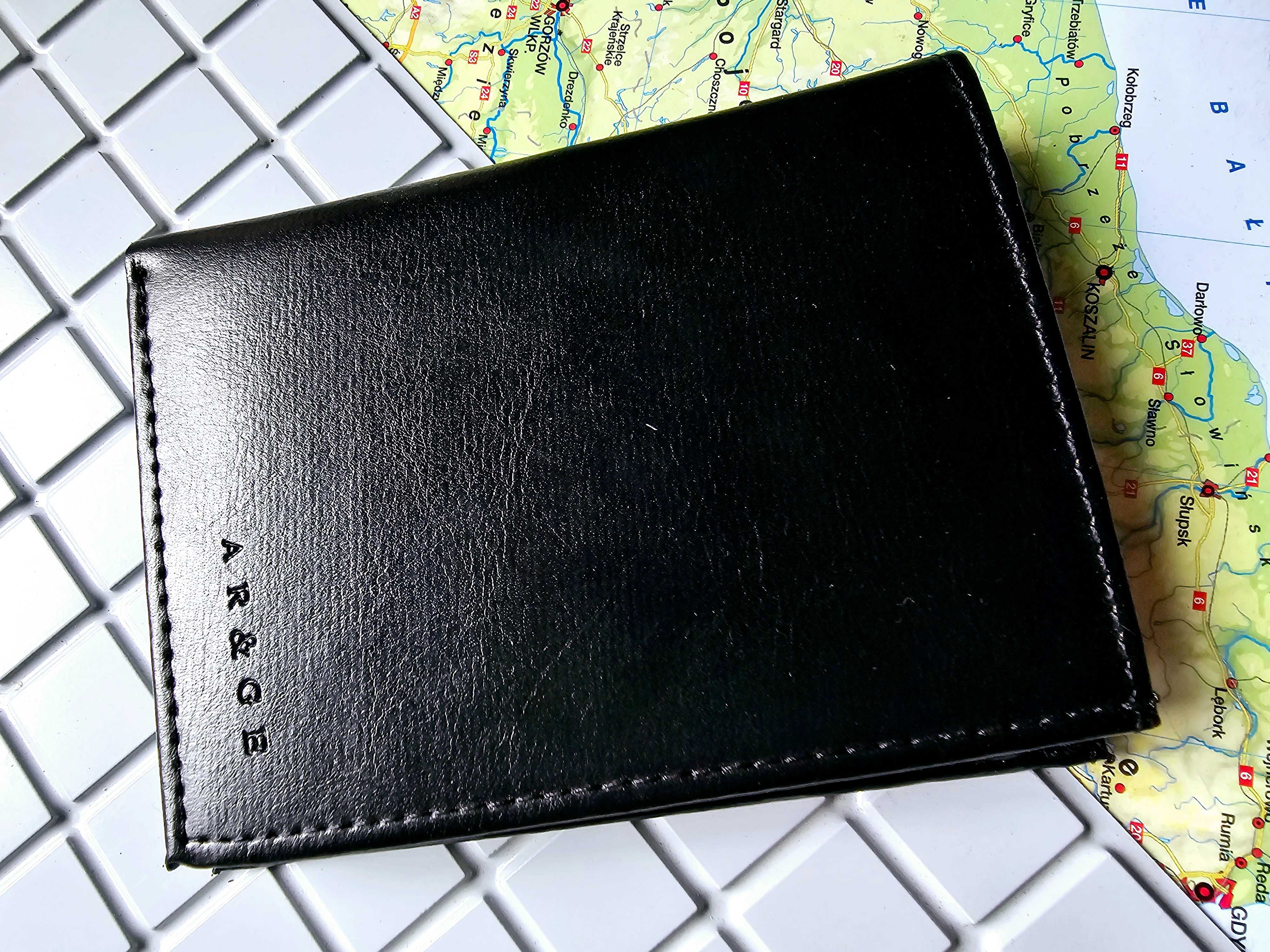Czarny męski elegancki portfel AR&GE nowy Wyprzedaż