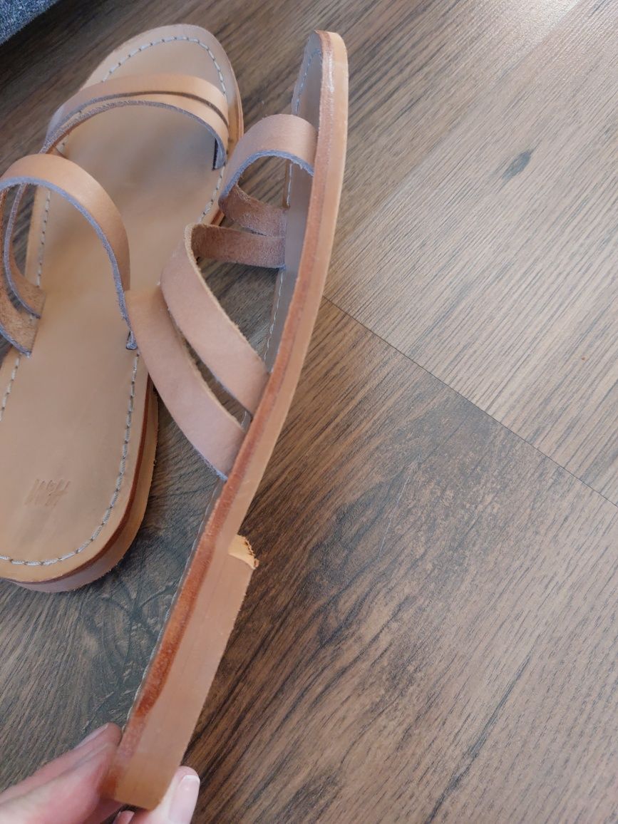 Klapki z naturalnej skóry 38 H&M bdb