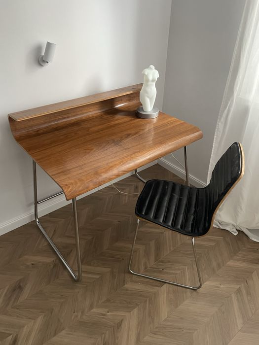 Biurko z krzesłem zestaw biurowy vintage drewno sklejka gięte bauhaus