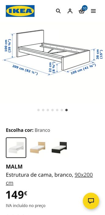 Cama Malm IKEA 90x200