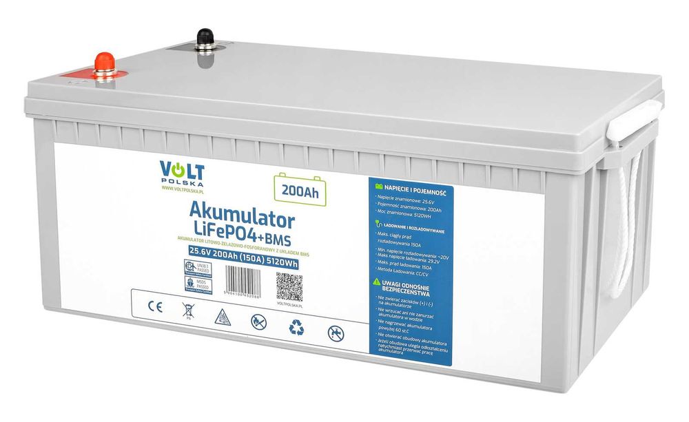 Акумулятор VOLT POLSKA LiFePo4 200Ah 150A 25,6V BMS (6AKLI24200)