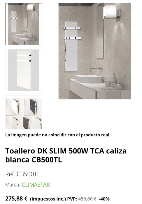 Toalheiro eléctrico branco de parede