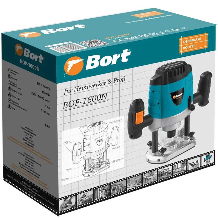 Фрезер BORT 2100Вт глибина 60мм 9000-23000об/хв зажим 6-8мм  фрезерка