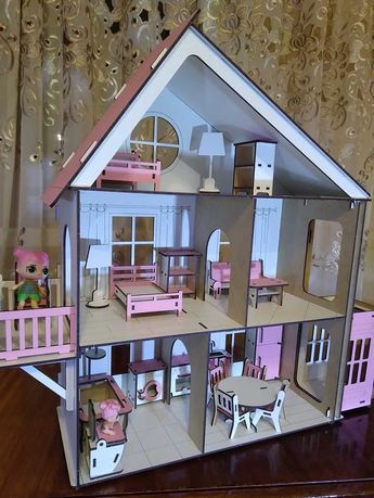 Ляльковий будиночок з ліфтом / Кукольный домик из ХДФ для кукол лол