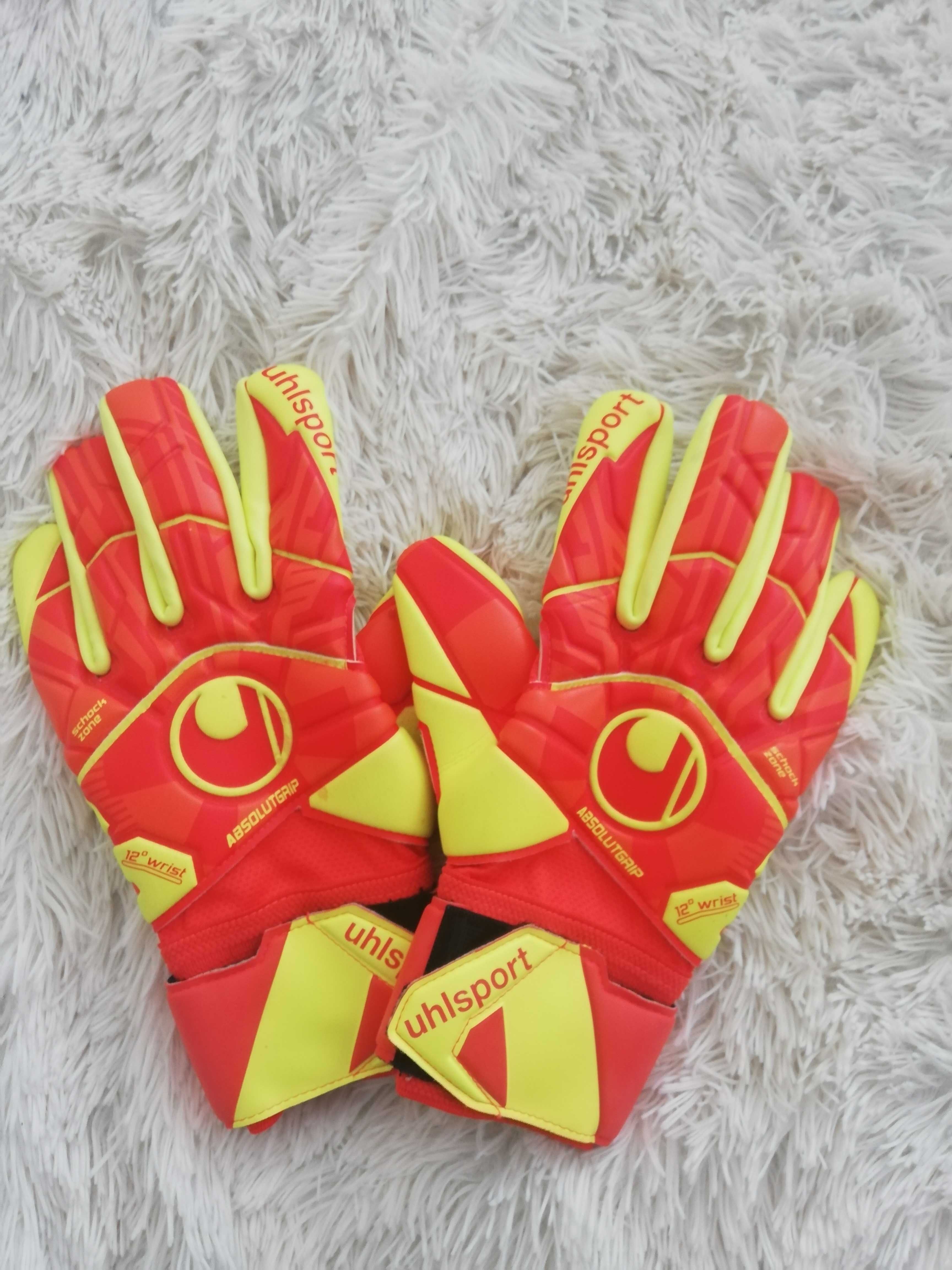 rękawice bramkarskie 9 UHLSPORT Absolutgrip schock zone + getry barca