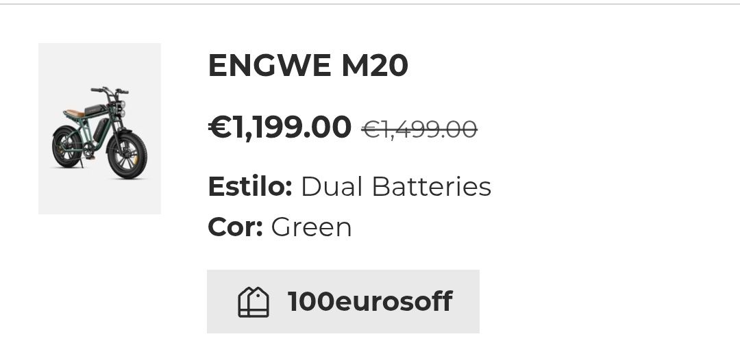 M20 engwe 2 baterias