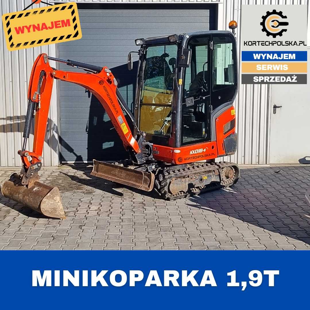 Wynajem minikoparka Kubota 1,8t 2,8t koparka wypożyczalnia od ręki