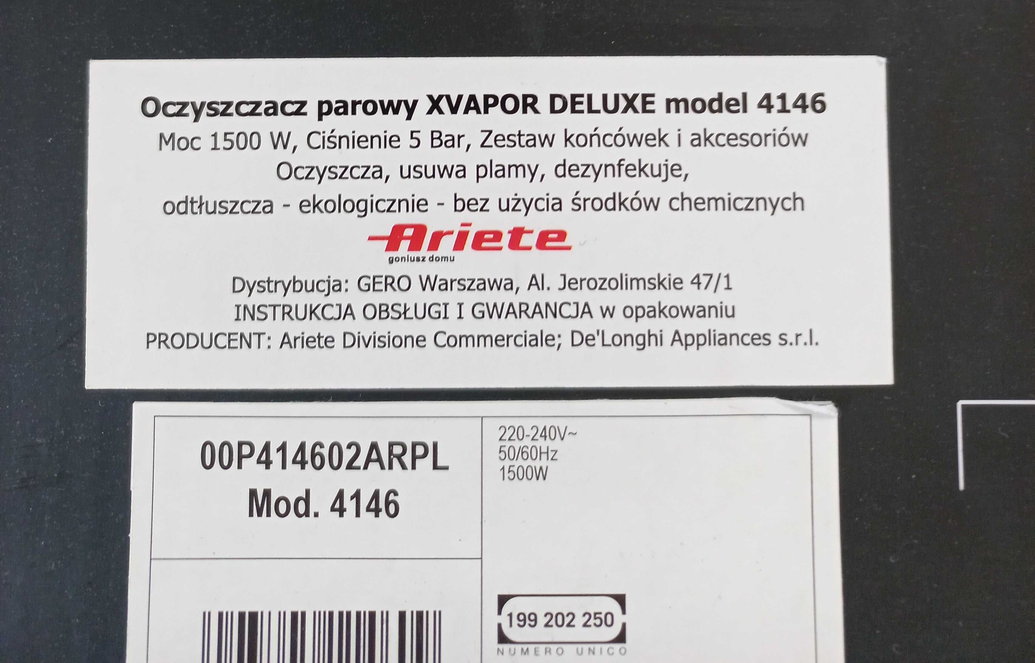 Myjka parowa Xvapor Deluxe Ariete