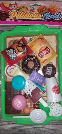 Zestaw słodyczy dla lalki misia zabawkowy dla dzieci kuchenny tacka