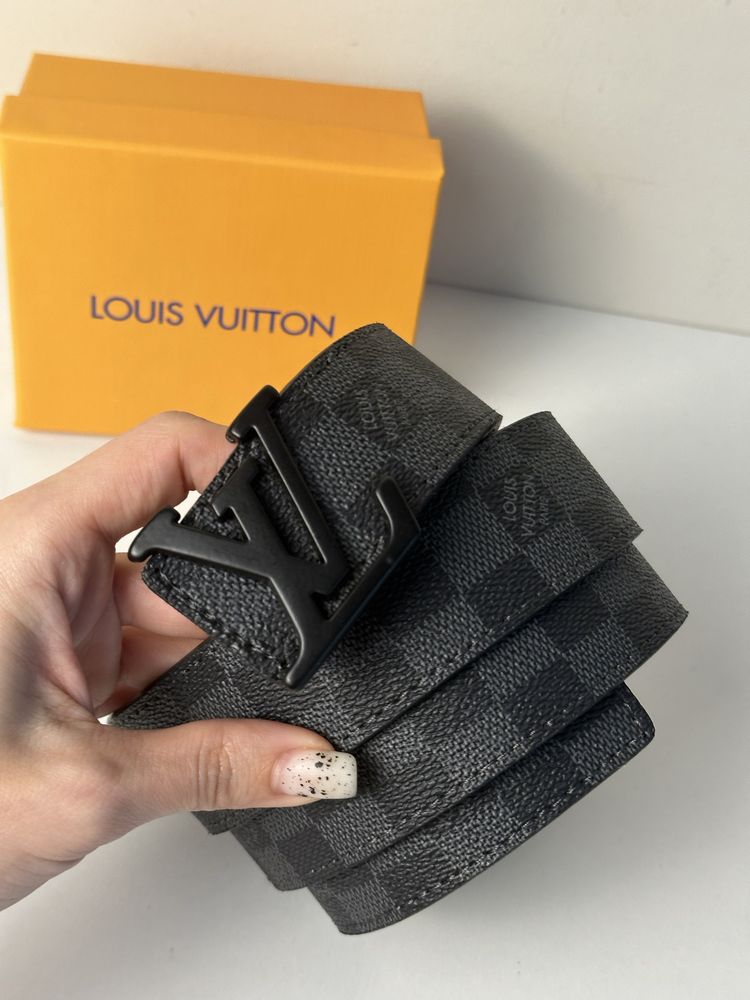 Skórzany pasek Louis Vuitton czarny Damier Graphite Skóra naturalna lv