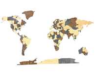 Mapa Świata 3D drewniana 105x63cm, 3 kolory, pomysł na prezent