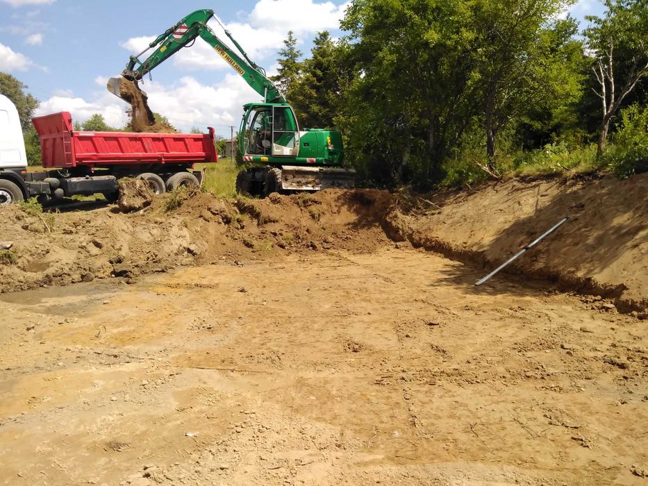 Prace Ziemne Usługi Koparko-Ładowarką , Koparką obrotowa wykopy, niwel