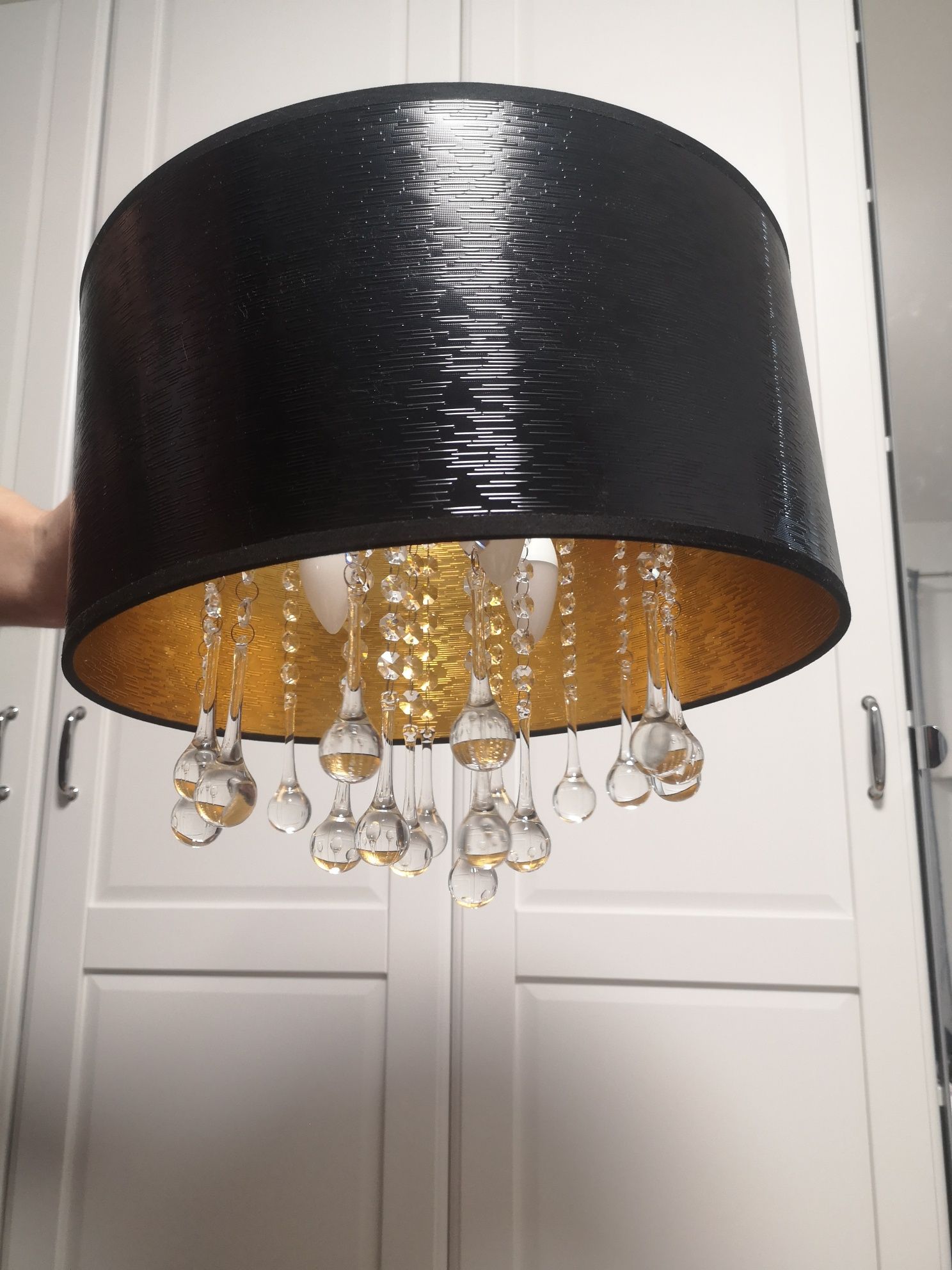 Lampa glamour czerń złoto 40cm ITALUX