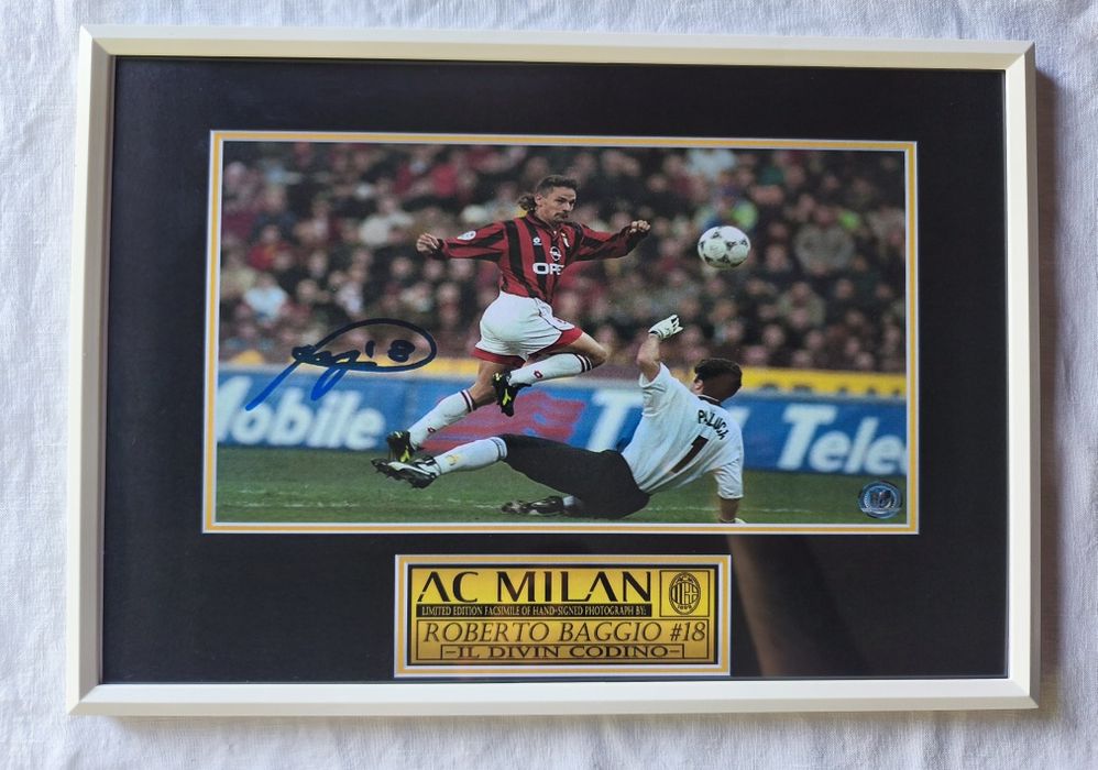 Moldura AC Milan Roberto Baggio com Autógrafo (A4)