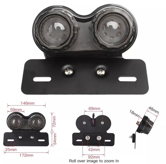 Farolim traseiro duplo LED com sinal de pisca cafe racer