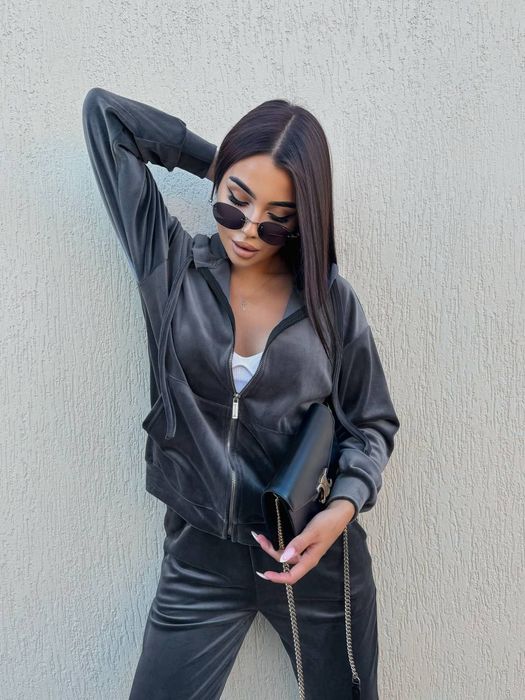 ‼️ Жіночий велюровий костюм: кофта на блискавці+джогери. Р. S, M, L