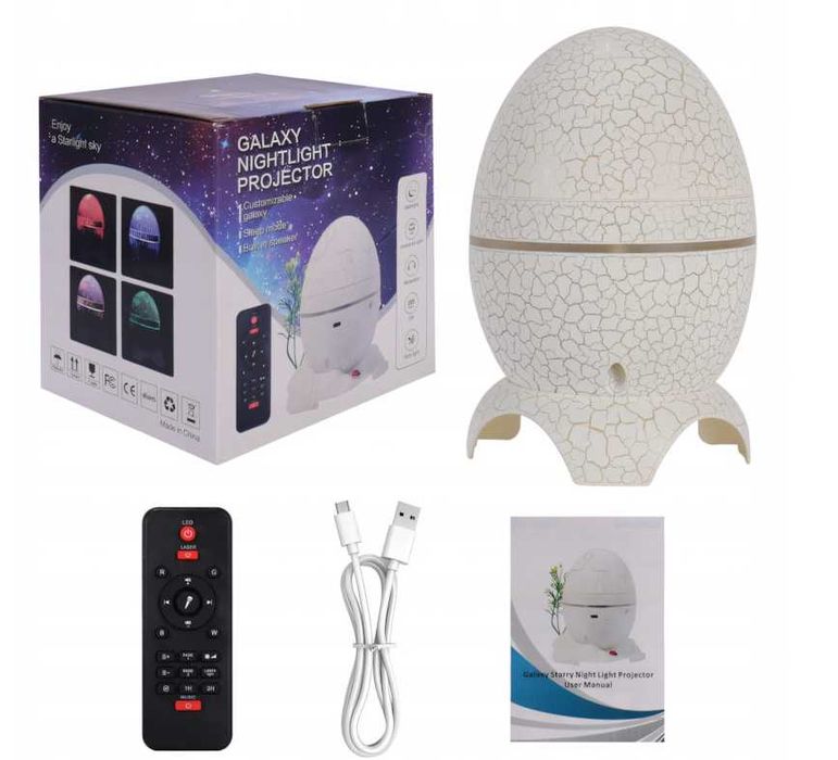 Projektor Gwiazd Jajo Dinozaura z Głośnikiem Galaktyki Lampka Led