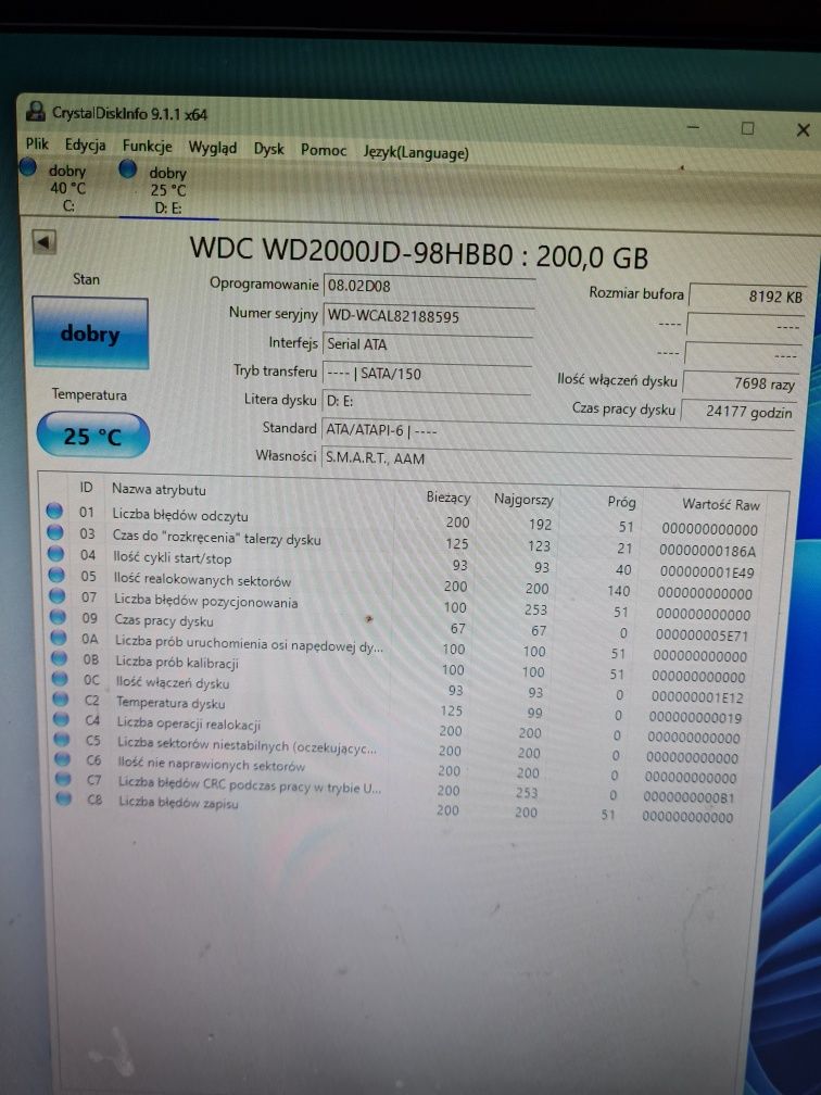 WD Caviar SE 200GB dysk z 2005