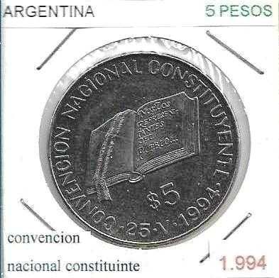 Argentina - - 5 Pesos - 1994 -  - Convencion Constituyente  - -- Moeda