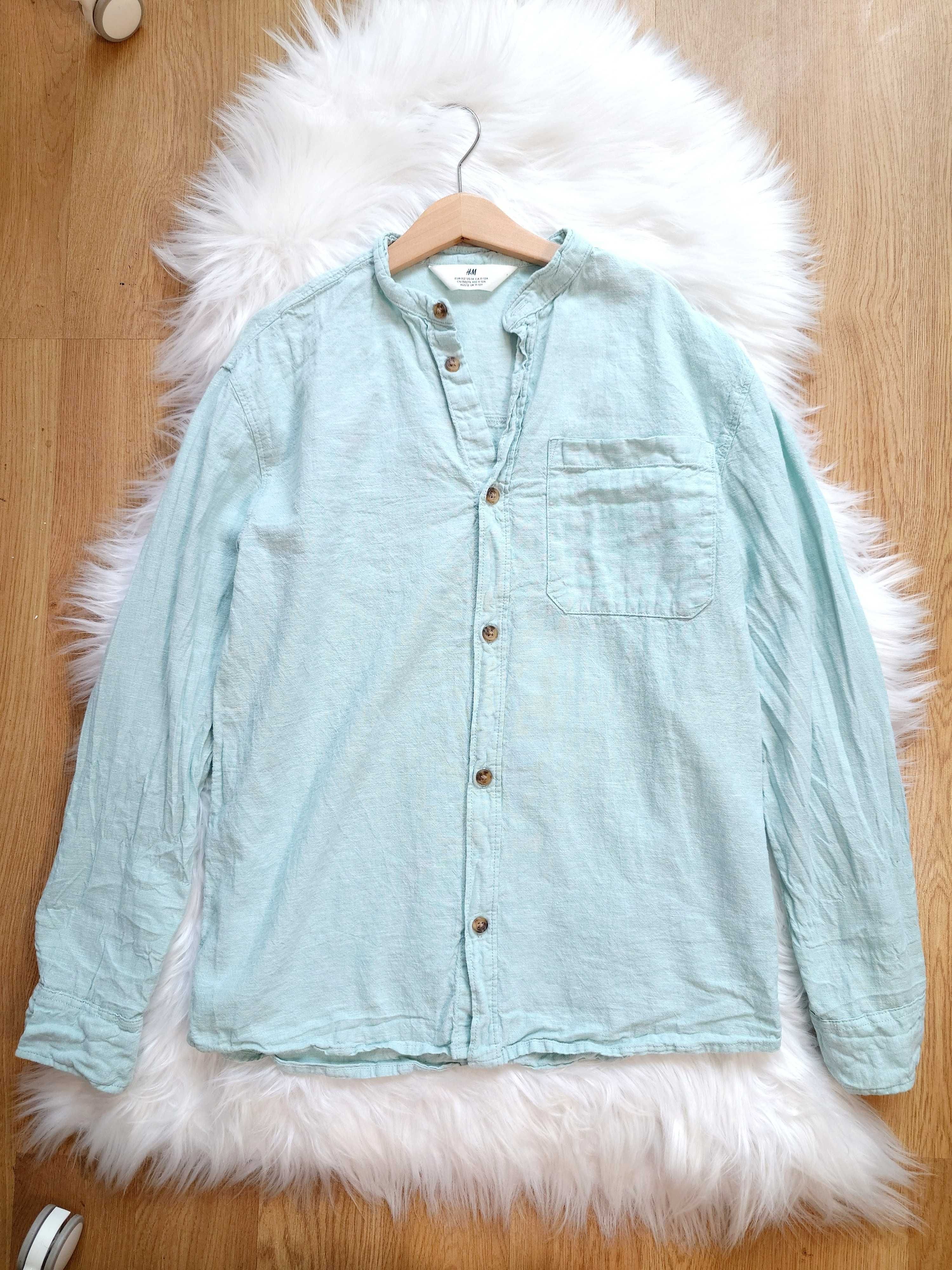 Lniana koszula dla chłopca, długi rękaw, H&M 152