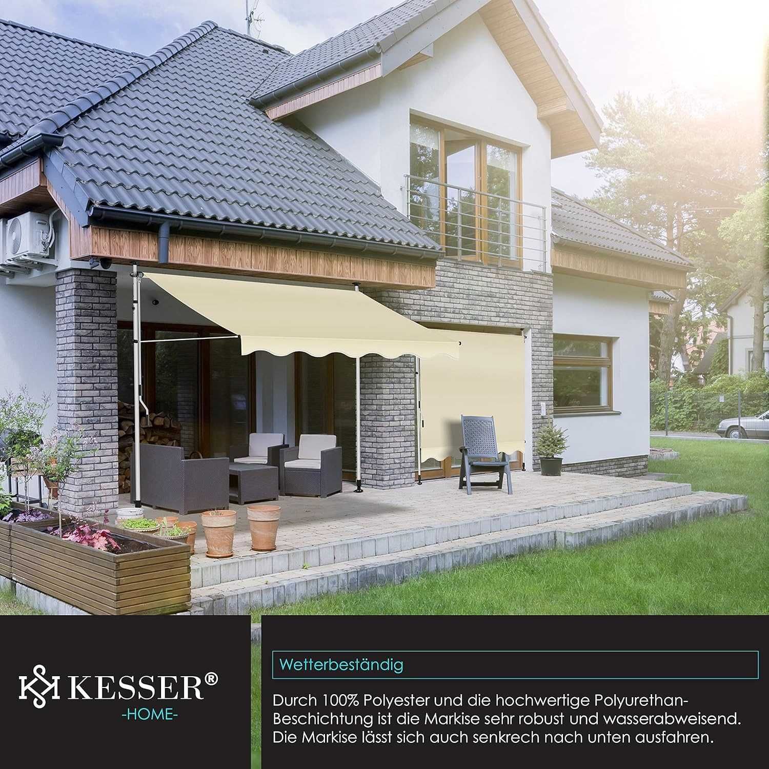 Nowa markiza zaciskowa KESSER / ochrona UV / osłona na balkon !4529!