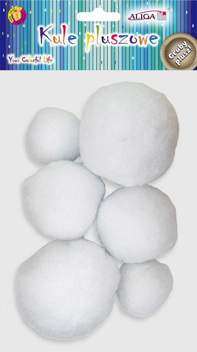 Kule Pluszowe Śnieżne Gruby Plusz 6Szt. | Pom-3517