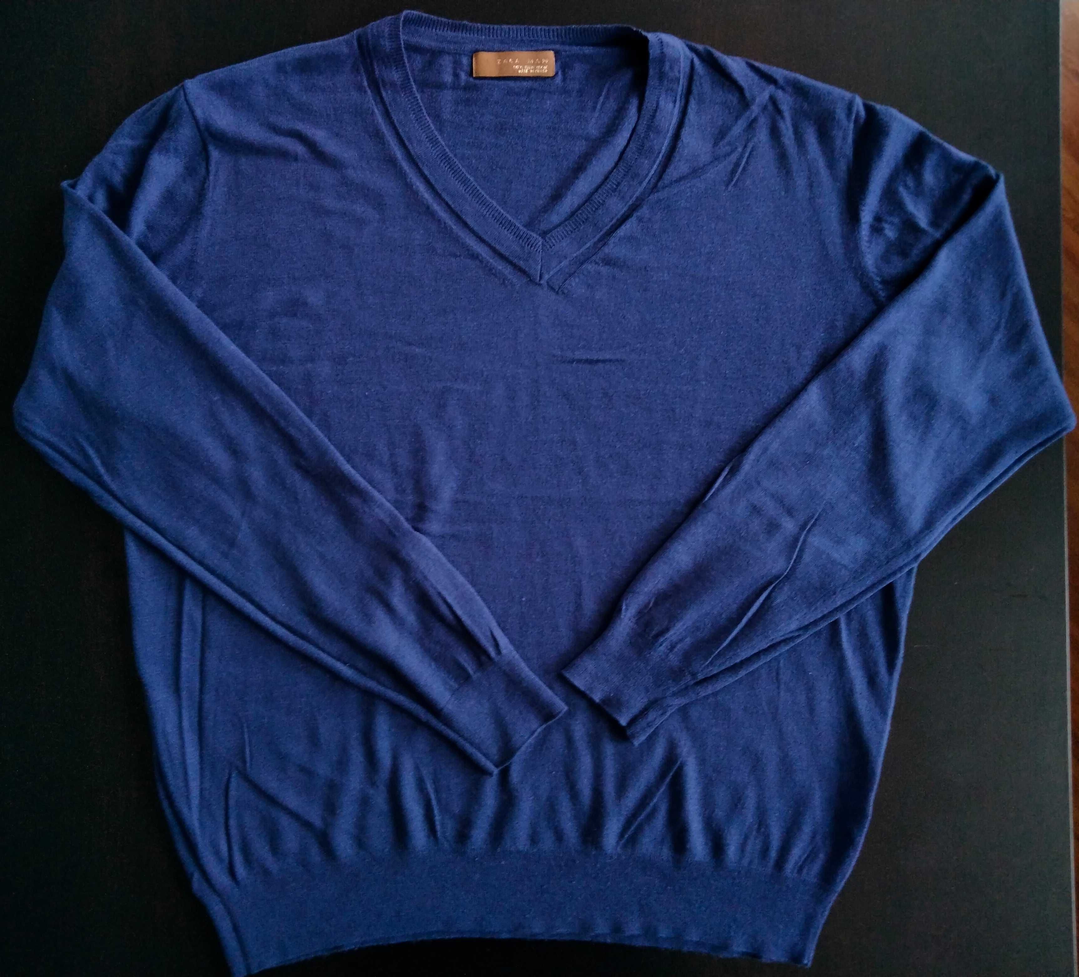 Sweter męski Zara rozm. L/XL niebieski stan bardzo dobry