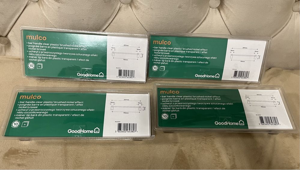 Uchwyty meblowe przezroczyste mulco GoodHome 4 opakowania (8 sztuk)