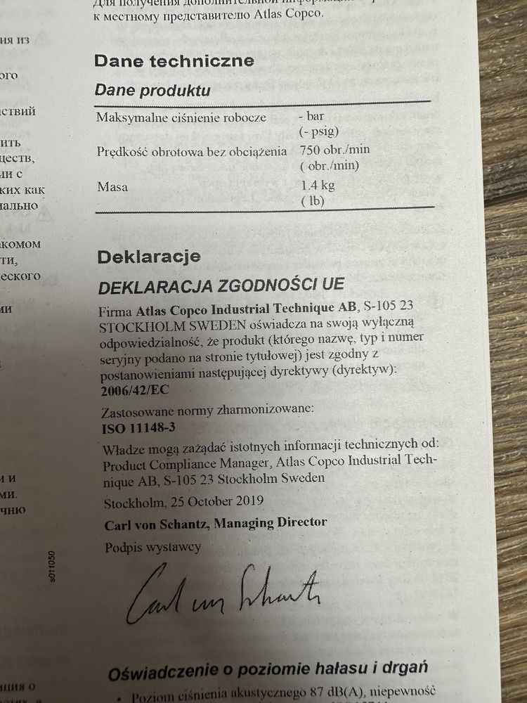 Wiertarka pneumattczna Atlas Copco D2121