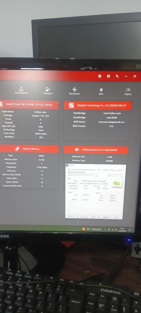 Gracz i5 9400f, gtx 1660 super 6gb, 32gb DDR4, Thermaltake 530w