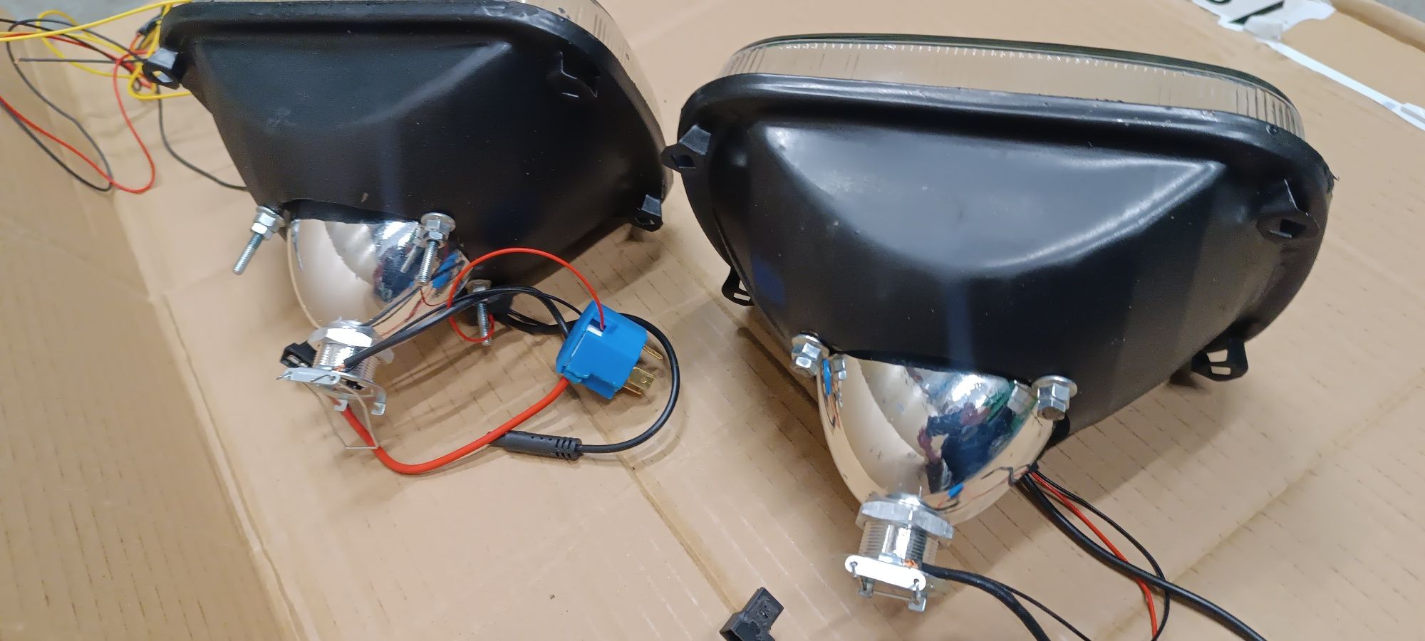 Fiat 126p lampy tuningowe ringi LED gładkie szkło clear custom