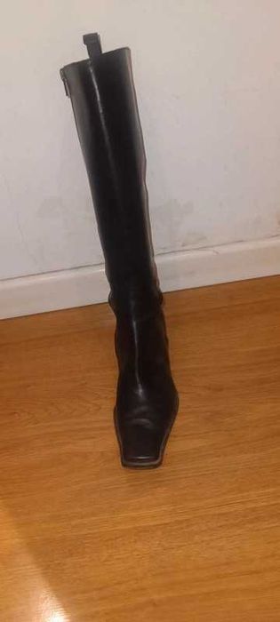 Botas de salto alto, couro, pretas