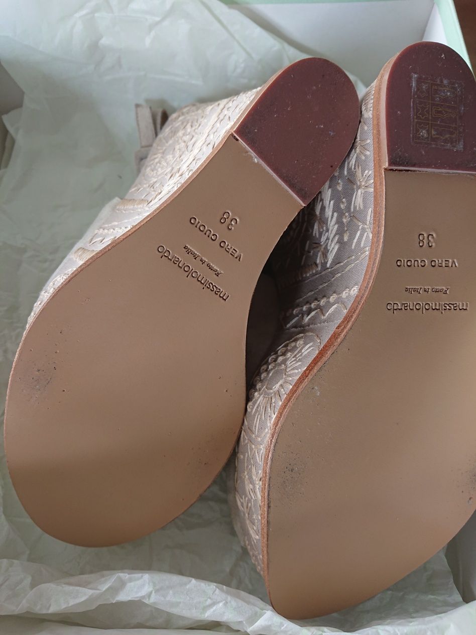 Buty ślubne włoskie Massimolonardo haft i skóra