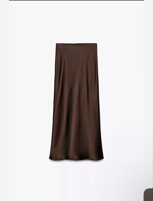 Шоколадна Сатинова спідниця zara