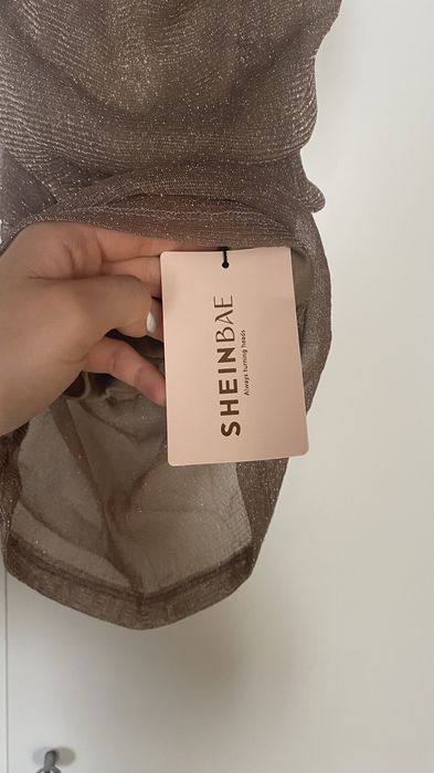 Nowa Sukienka beżowa w stylu sylwestrowym XS 34 Shein