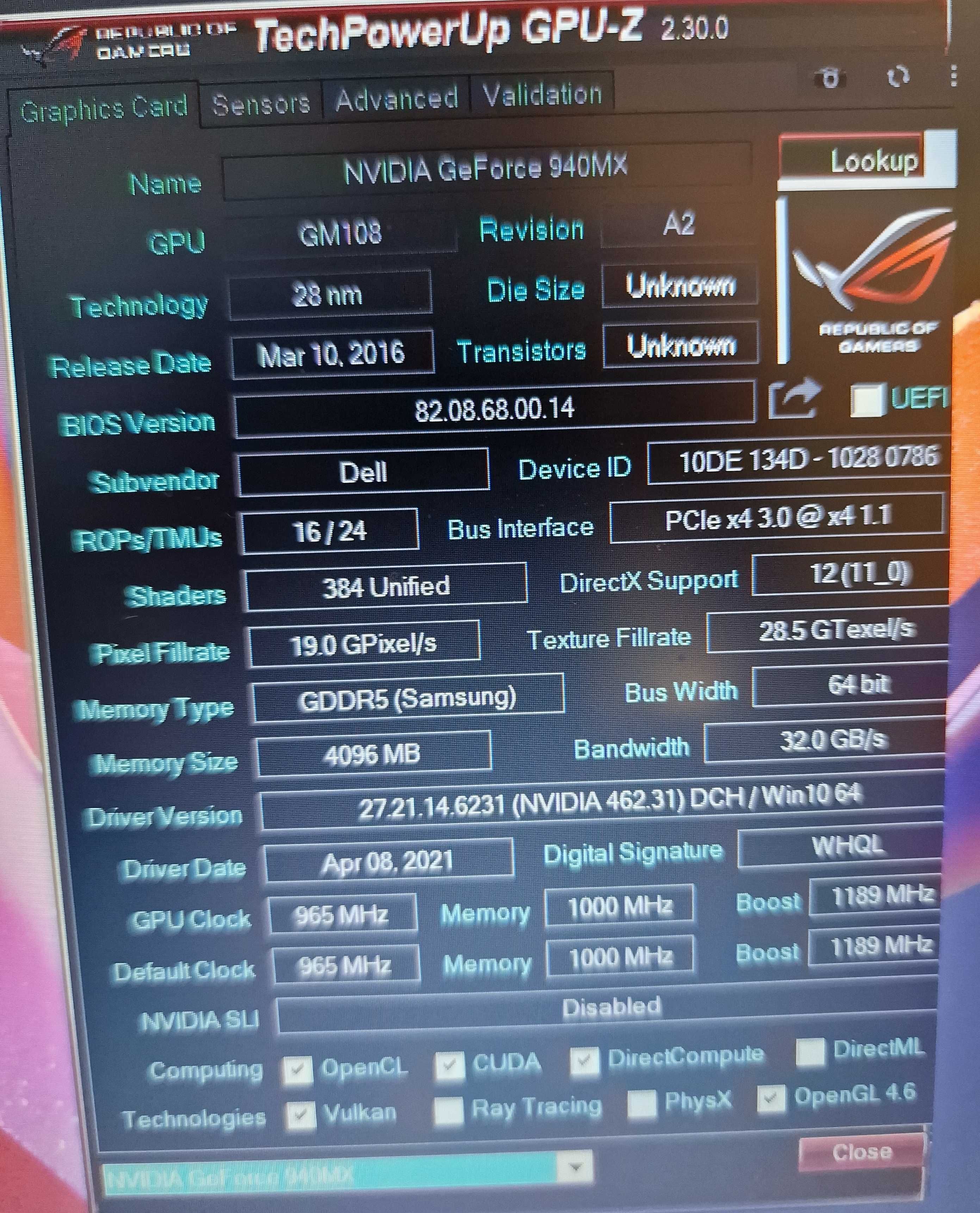 Dell Gaming 15 5568/Full HD/ i5-7200U/8DDR4/256SSD/GeF 940MX 4GB