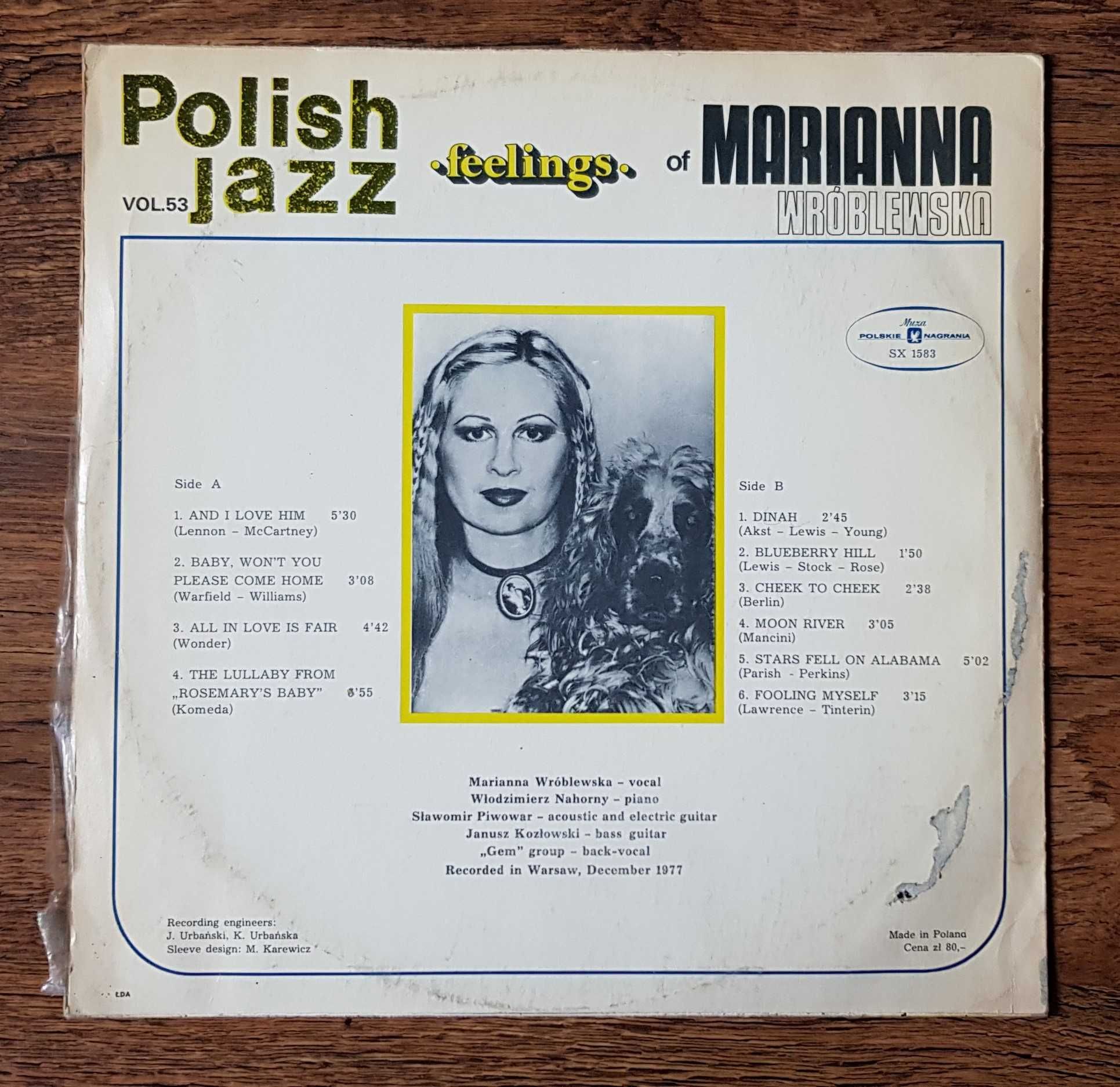 Polski Jazz, Marianna Wróblewska, Feelings, winyl, SX 1583