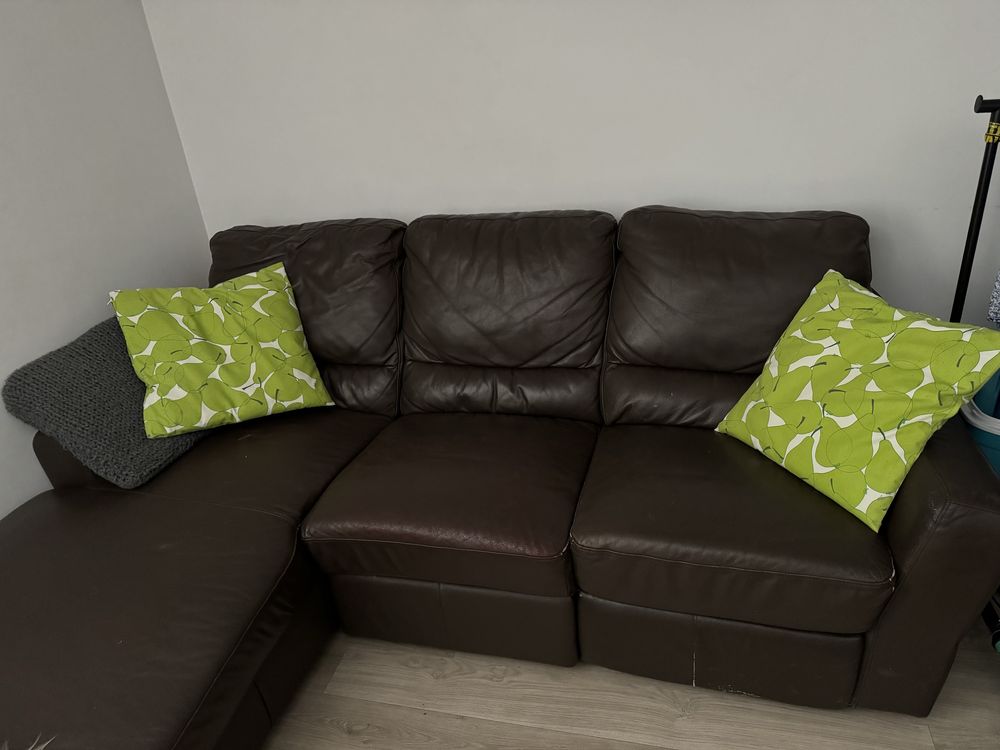 Skóra nat., naroznik, brąz, kanapa, sofa, funkcja rekax