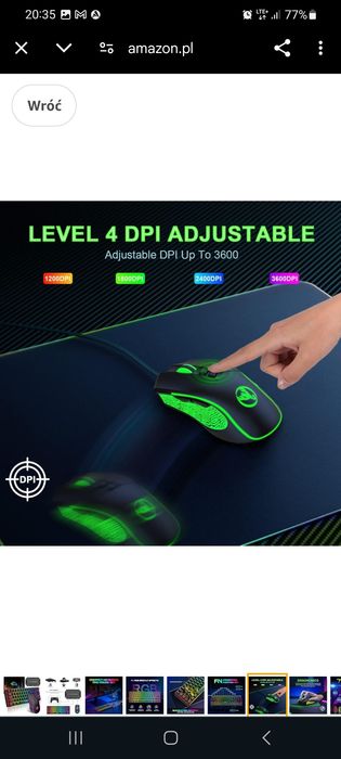 Zestaw klawiatury i myszy do gier z adapterem