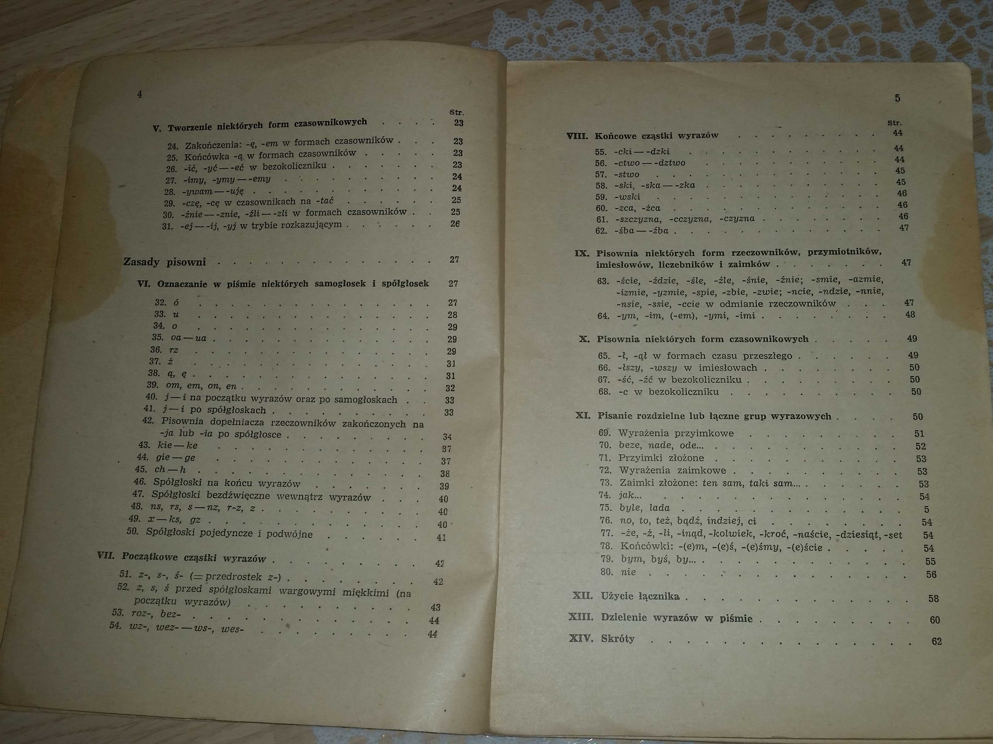 1954 Zasady pisowni polskiej i interpunkcji ze słownikiem ortog