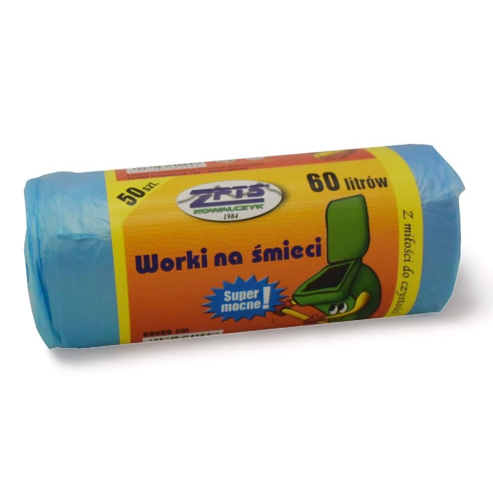 worki na śmieci 60l niebieskie hd 50szt