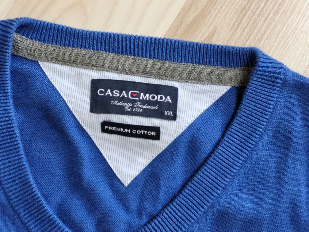 Sweterek elegancki męski XXL niebieski 100%  bawełna
