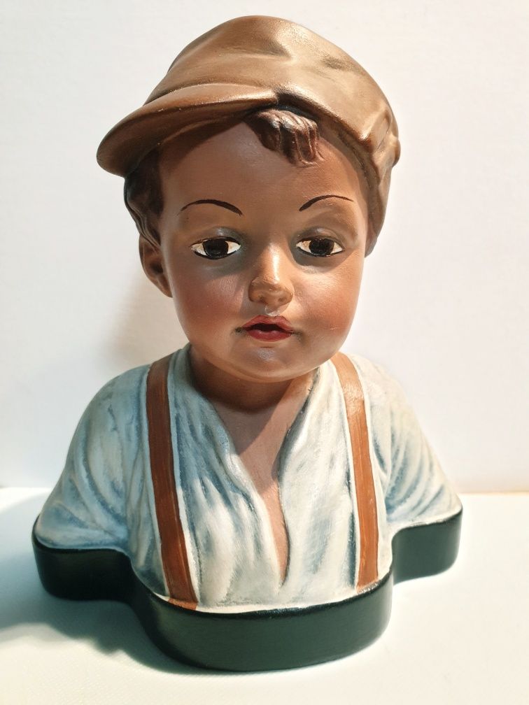 Lindo busto em faiança vintage assinado