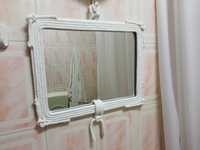 Espelho WC artesanal com motivos náuticos e moldura em cordão branco