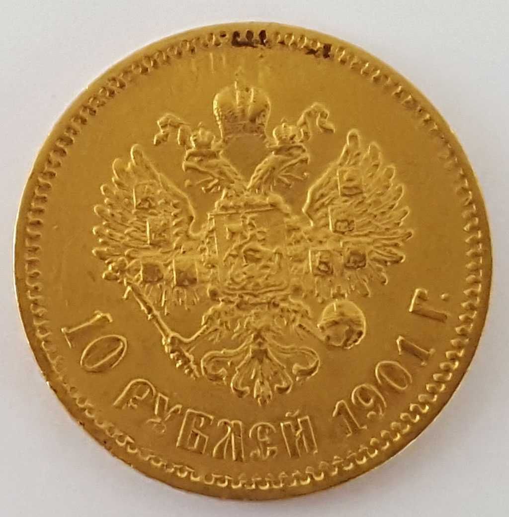 Złota moneta 10 Rubli 1901 rok - stan 1- ładna