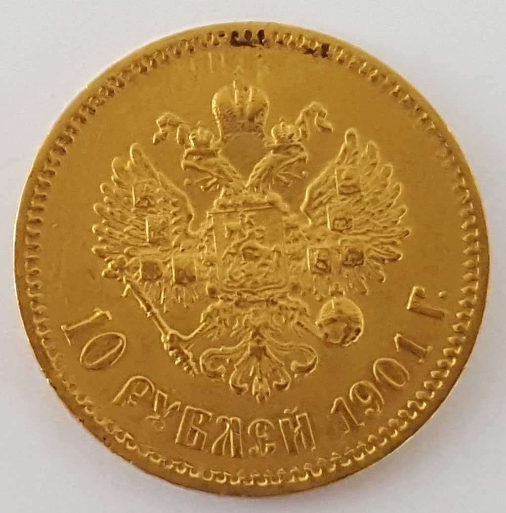 Złota moneta 10 Rubli 1901 rok