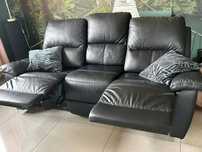 Sofa z naturalnej czarnej skóry