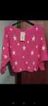 Camisola malha rosa fúcsia com estrelas nova